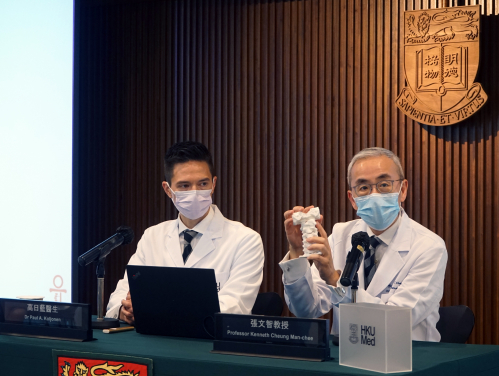 HKUMed reports an underdiagnosed paediatric cervical condition which may lead to irreversible neck deformity and possible life-threatening neurological injury; advocates for early specialist referral and avoidance of manual neck therapy. From left: Dr Paul Aarne Koljonen, Honorary Clinical Assistant Professor; Professor Kenneth Cheung Man-chee, Chair Professor and Head of Department, Jessie Ho Professor in Spine Surgery, Department of Orthopaedics and Traumatology, HKUMed.